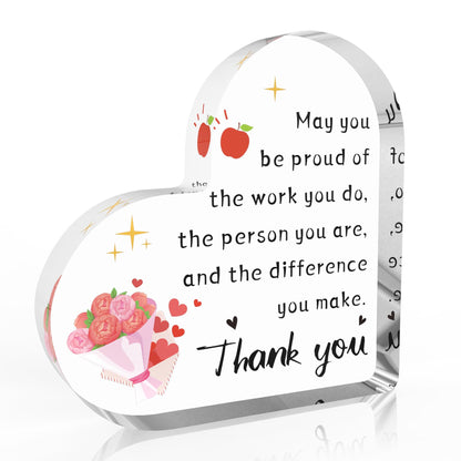 Gifts for Teachers - Teacher Christmas Gift,Teachers Appreciation Gifts for Women,End of Year Thank You Teacher Acrylic Decor Valentines Day Retirement Graduation Birthday Gift