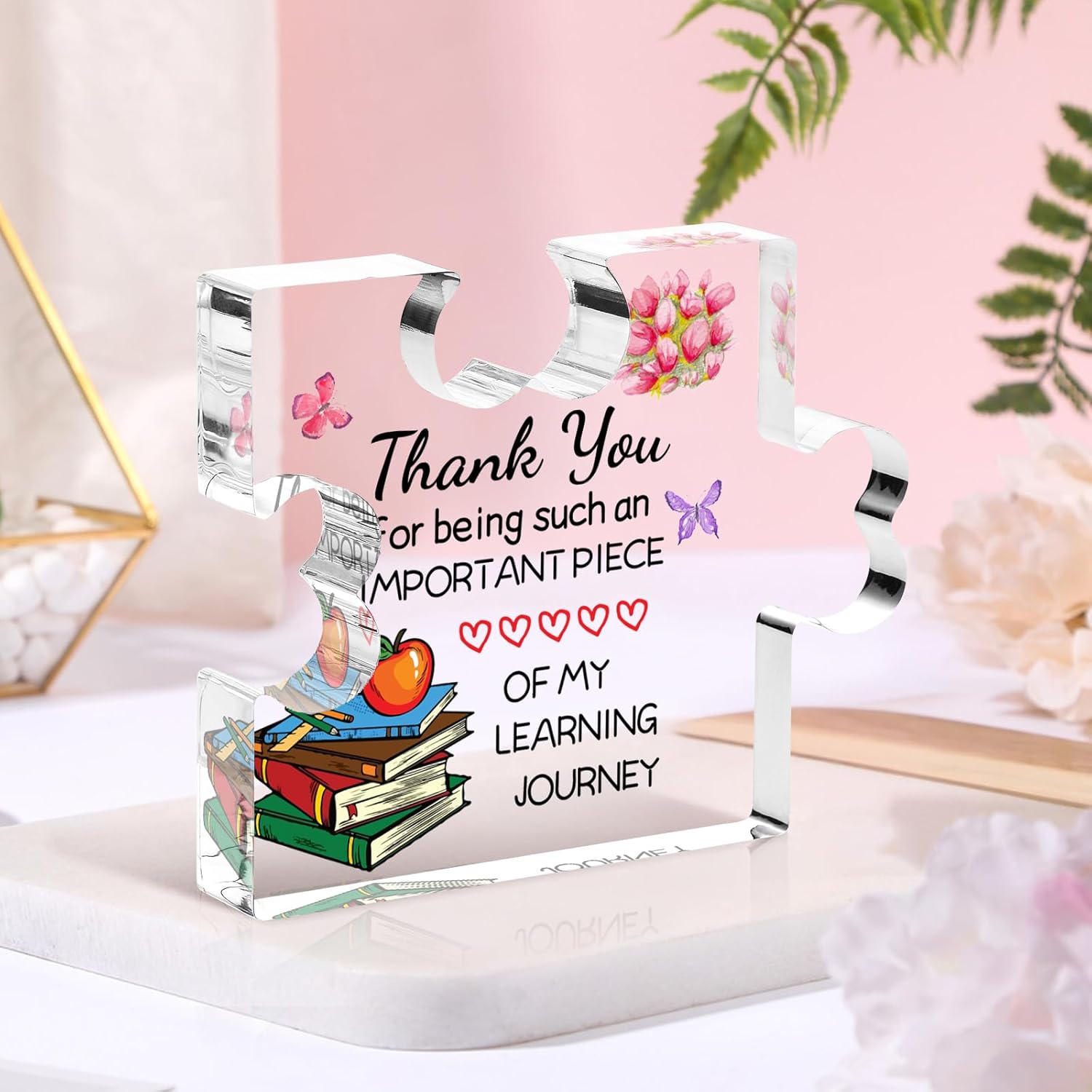 Funnli Teacher Gifts, Teacher Appreciation Gifts Acrylic Plaque, Appreciation Valentines Day Christmas Thank You Graduation Gifts for Women Teacher Principal Classmate Study Partner Roommate