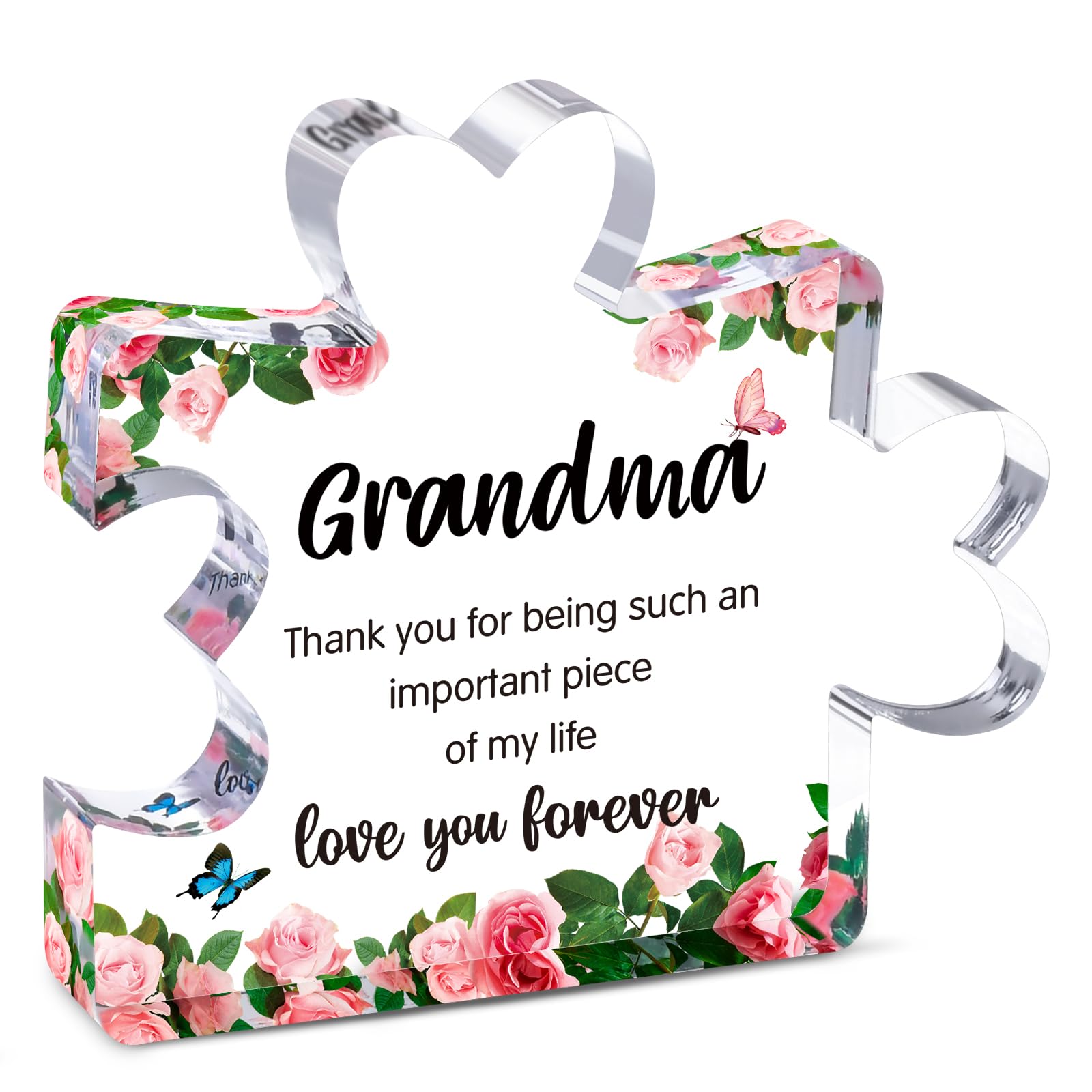 Mothers Day Mom Gifts for Mom Grandma Wife from Husband Daughter Son -Cute Engraved Acrylic Block Puzzle Piece - Mother's, Christmas,Birthday, Anniversary Home Office Desk Presents Ideas for Women Her