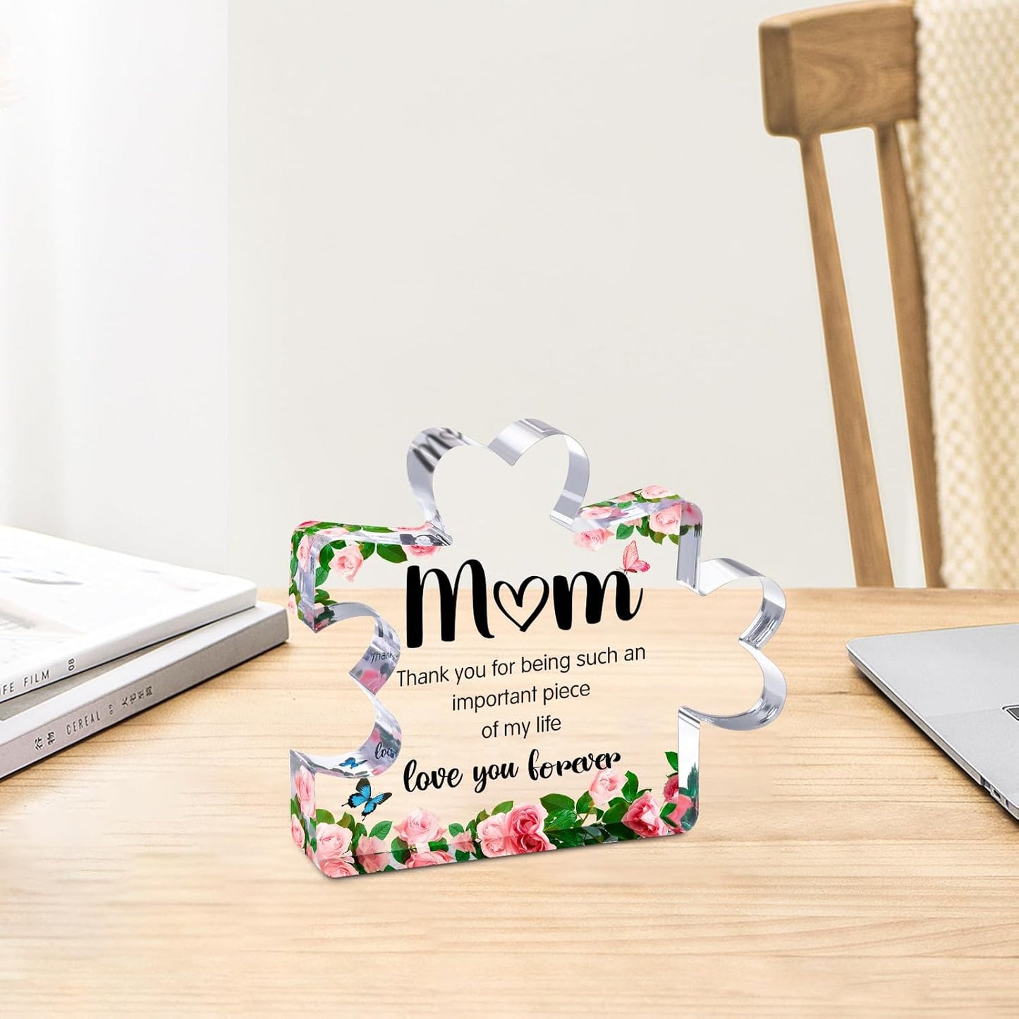 Mothers Day Mom Gifts for Mom Grandma Wife from Husband Daughter Son -Cute Engraved Acrylic Block Puzzle Piece - Mother's, Christmas,Birthday, Anniversary Home Office Desk Presents Ideas for Women Her