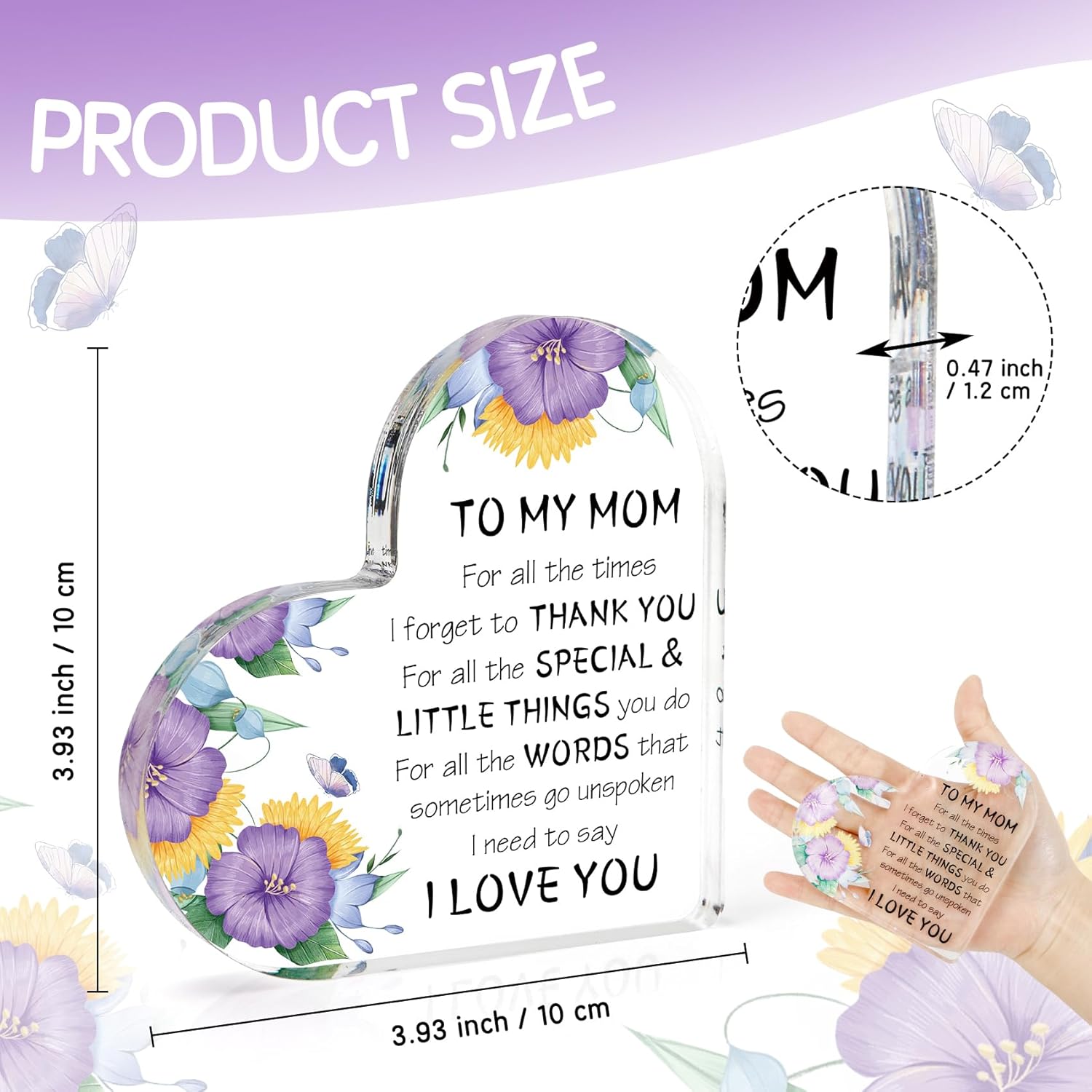 Mothers Day Gift for Mom from Daughter Son, Birthday Gift for Mom, Mothers Day Gift Ideas Acrylic Desk Decor Thanksgiving Birthday Valentines Gifts for Mom Presents for Mom