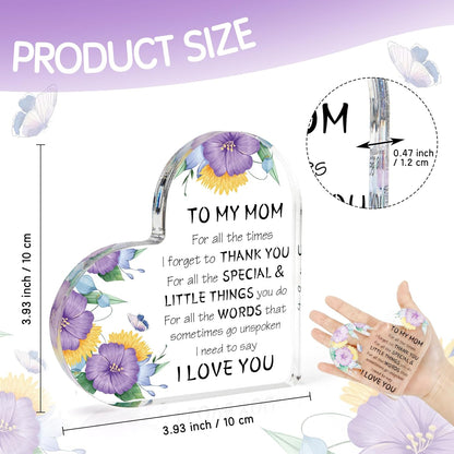 Mothers Day Gift for Mom from Daughter Son, Birthday Gift for Mom, Mothers Day Gift Ideas Acrylic Desk Decor Thanksgiving Birthday Valentines Gifts for Mom Presents for Mom
