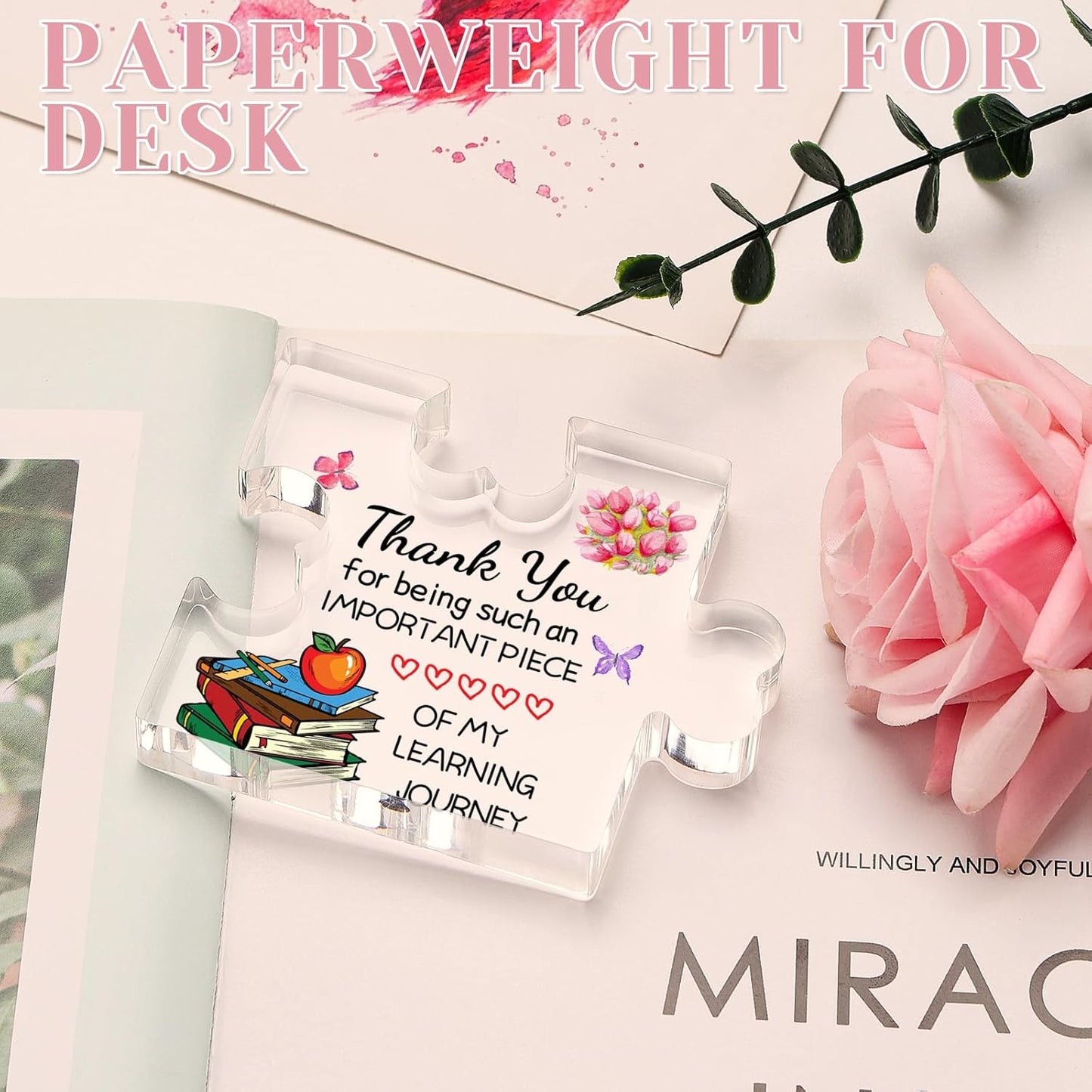 Funnli Teacher Gifts, Teacher Appreciation Gifts Acrylic Plaque, Appreciation Valentines Day Christmas Thank You Graduation Gifts for Women Teacher Principal Classmate Study Partner Roommate