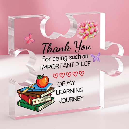 Funnli Teacher Gifts, Teacher Appreciation Gifts Acrylic Plaque, Appreciation Valentines Day Christmas Thank You Graduation Gifts for Women Teacher Principal Classmate Study Partner Roommate