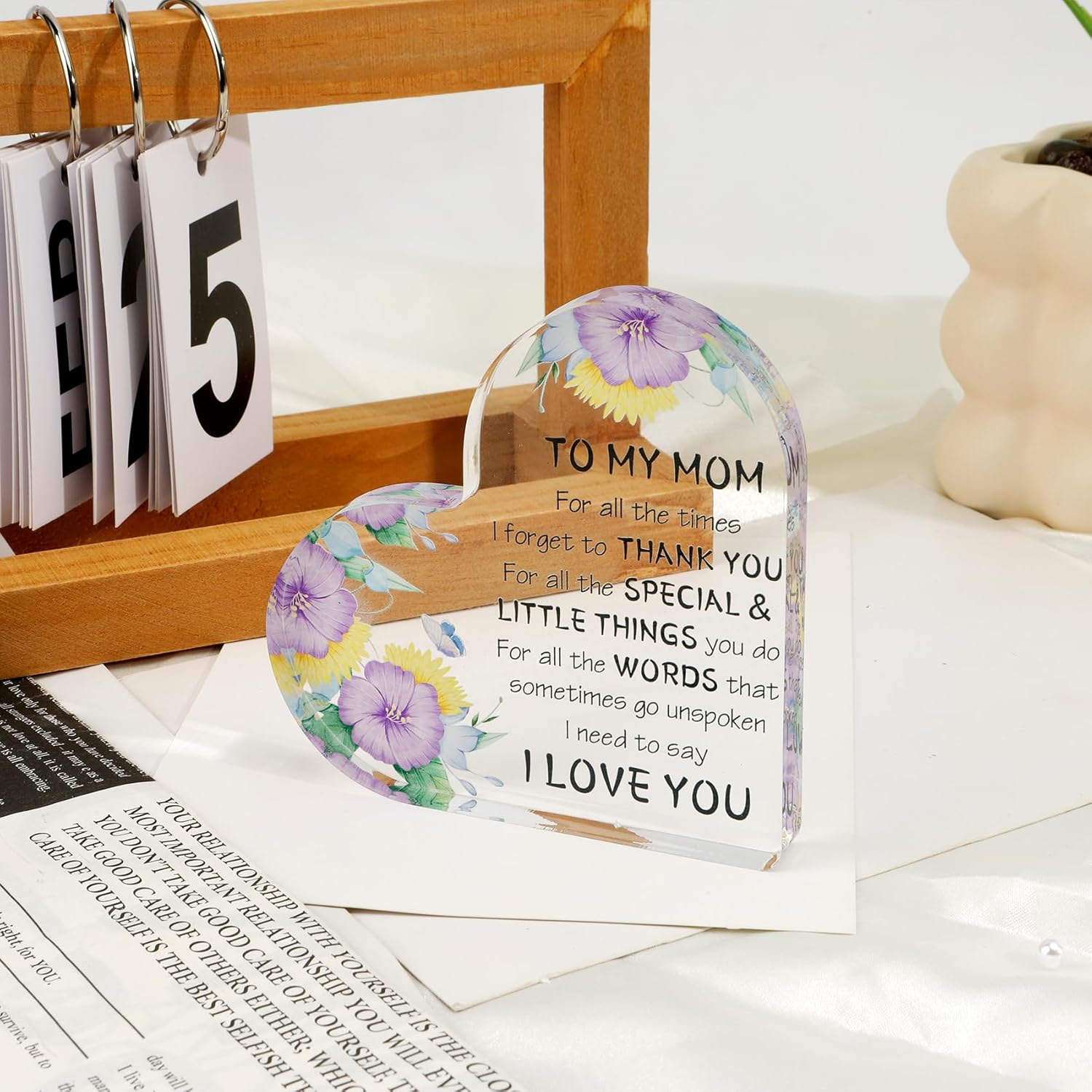 Mothers Day Gift for Mom from Daughter Son, Birthday Gift for Mom, Mothers Day Gift Ideas Acrylic Desk Decor Thanksgiving Birthday Valentines Gifts for Mom Presents for Mom