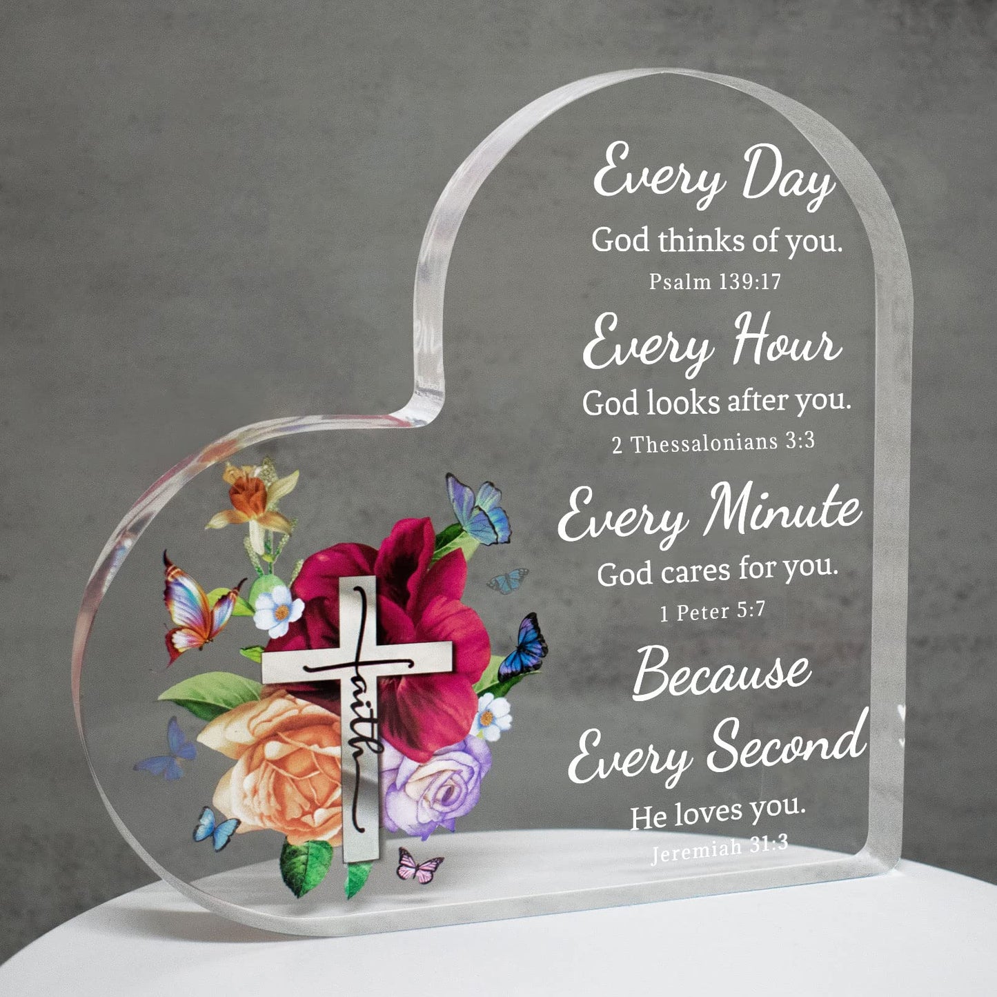 Christian Gifts for Women Birthday, Butterfly Inspirational Gifts for Mom, Sister, Coworker, Catholic Female, Friends, Girl, Religious Spiritual Gift, Home Office Desk Decor Sign