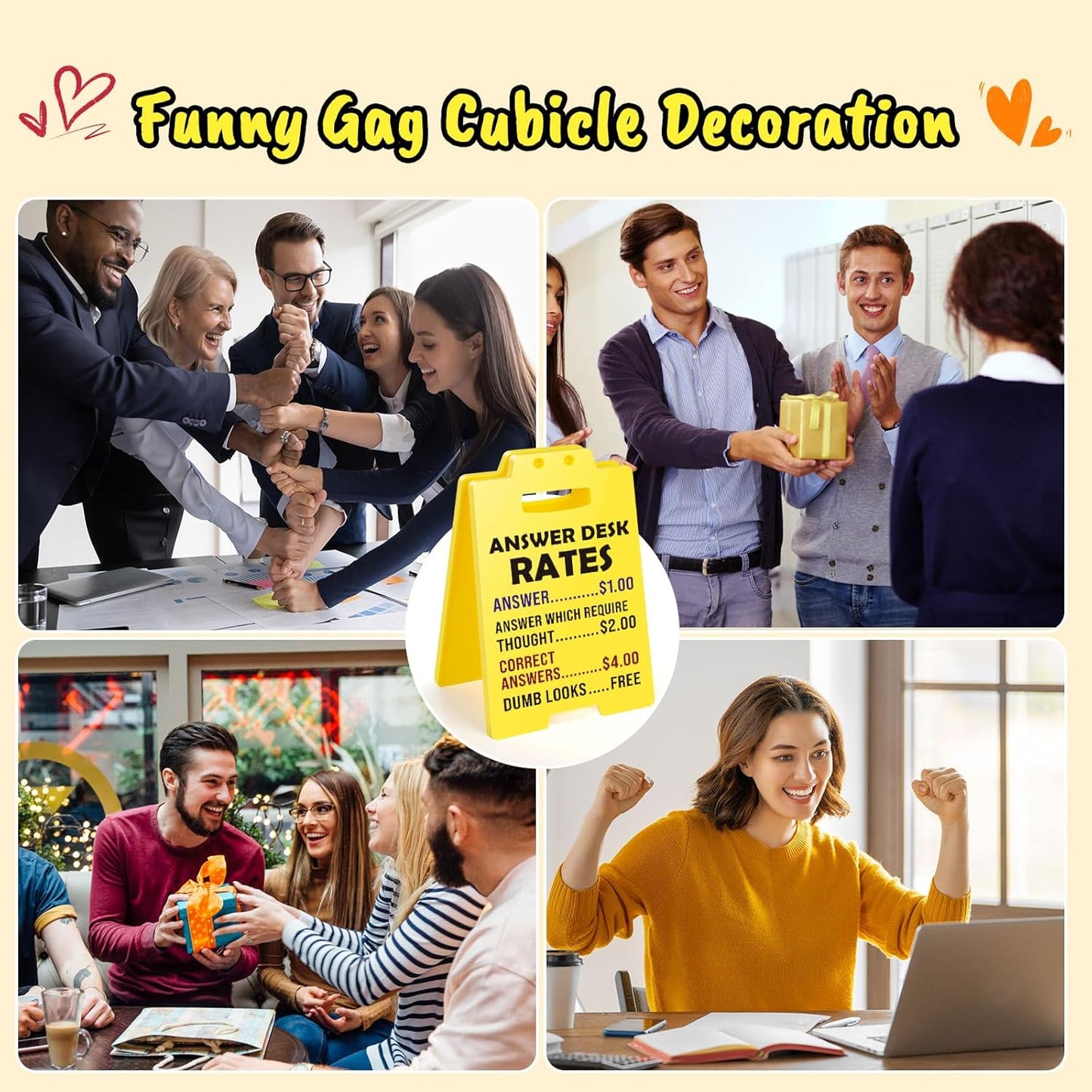 MBL Funny Gag Office Decor - Fun Gag Gifts Cubicle Accessories Supplies Desk Sign, Team Coworker Employee Boss Lady Gift for Women, Appreciation Stress Relief Gifts for Principal Teacher Secretary Men