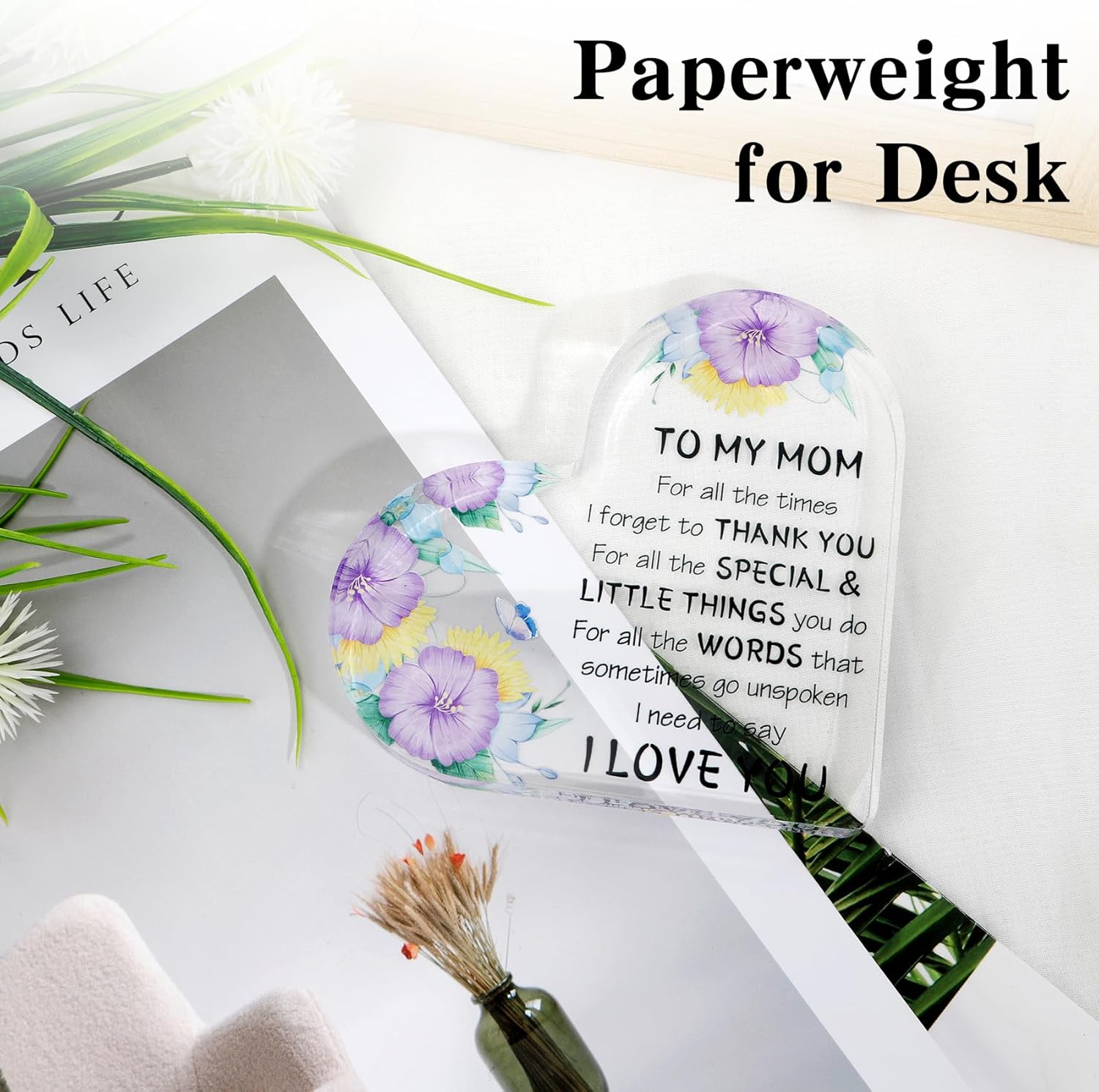 Mothers Day Gift for Mom from Daughter Son, Birthday Gift for Mom, Mothers Day Gift Ideas Acrylic Desk Decor Thanksgiving Birthday Valentines Gifts for Mom Presents for Mom
